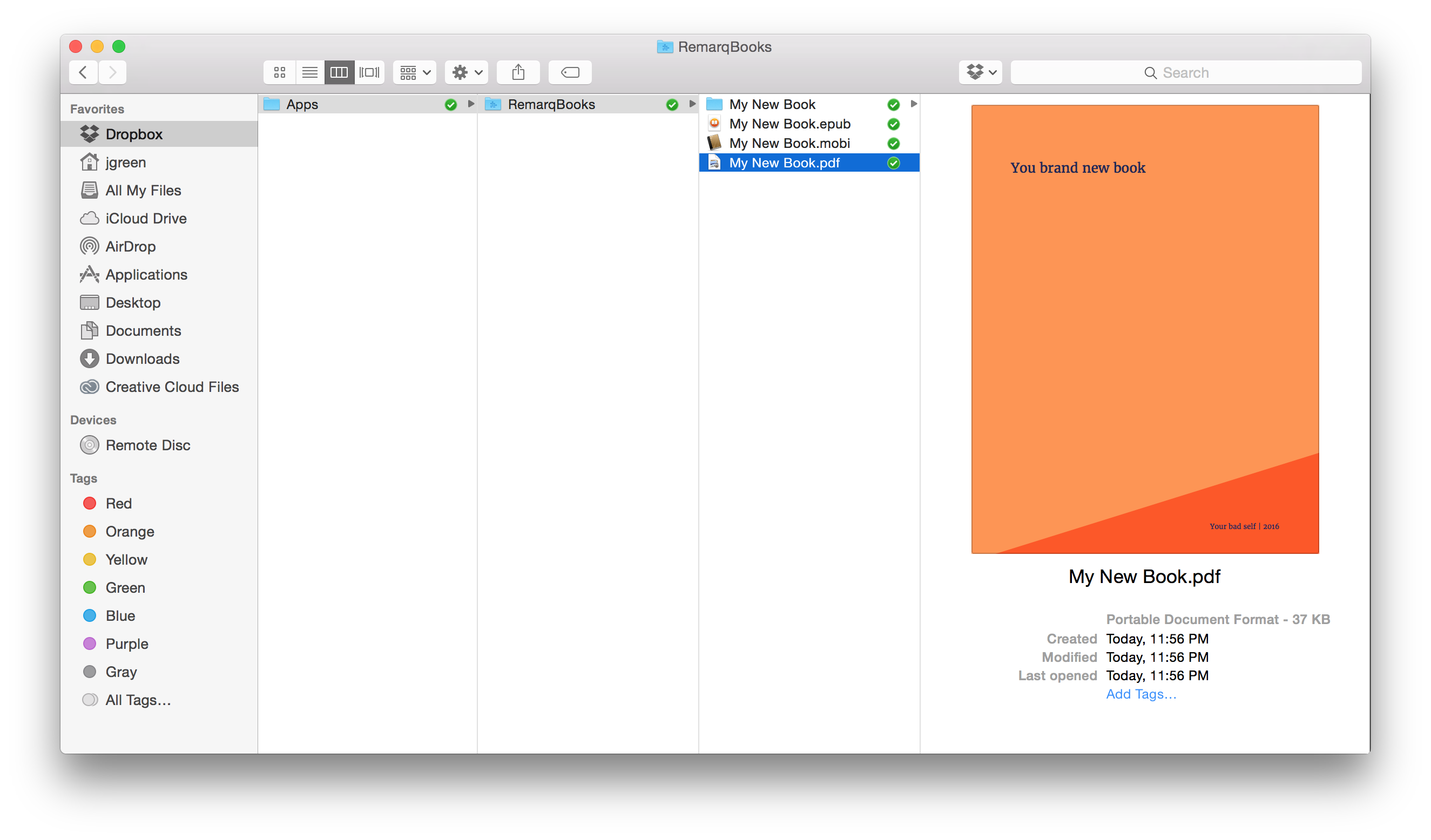 Every time you make a change, we'll generate your book and put it in your Dropbox folder.